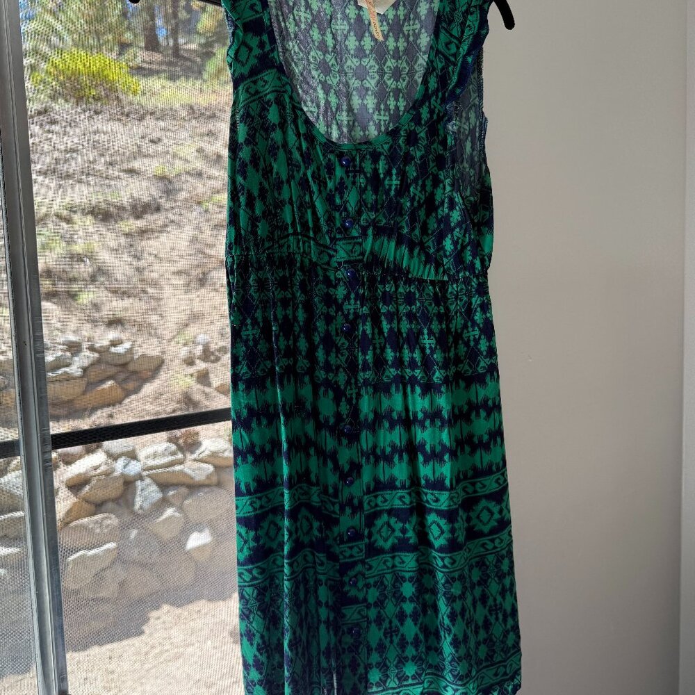 POEMA | Lightweight Blue and Green Dress, Size Medium